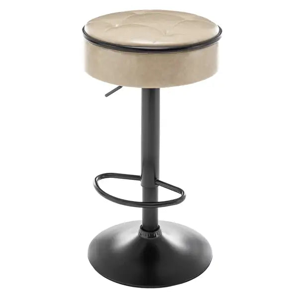 Khaki Faux Leather Bar Stools Set of 2 | Height Adjustable Swivel Counter Stools for Kitchen & Living Room - Minihomy