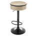 Khaki Faux Leather Bar Stools Set of 2 | Height Adjustable Swivel Counter Stools for Kitchen & Living Room - Minihomy