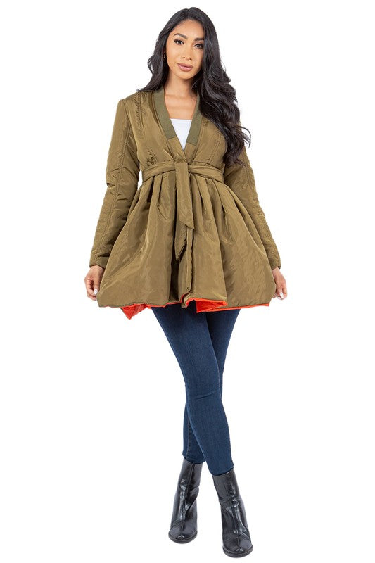 Women Fashion Puffer Jacket Dress Outerwear