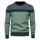 Striped Stitching Long-sleeved Men's Sweater