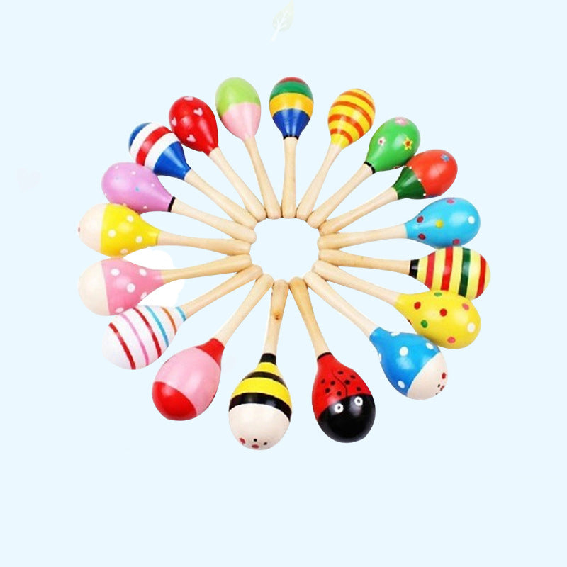 Children's wooden toys Maraca Hand Rattles Kids Musical Party Favor Child Baby