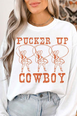 Pucker Up Cowboy Western Graphic Sweatshirt