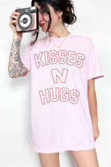 Kisses And Hugs Valentines Graphic Tee - Minihomy