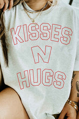 Kisses And Hugs Valentines Graphic Tee - Minihomy