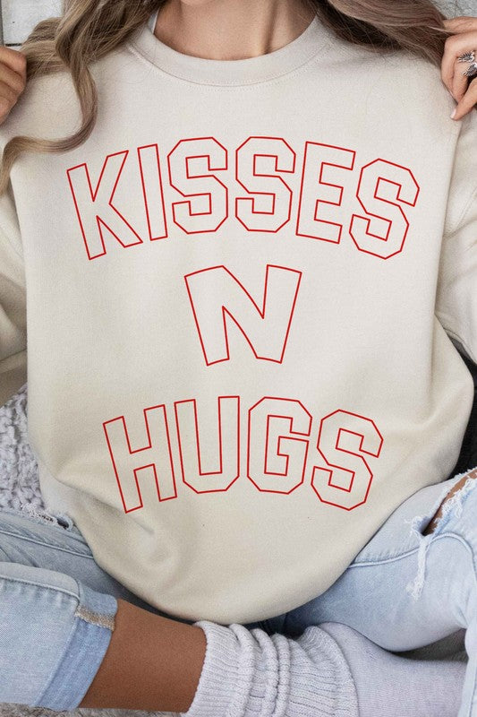 Kisses And Hugs Valentines Graphic Sweatshirt