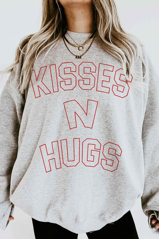 Kisses And Hugs Valentines Graphic Sweatshirt