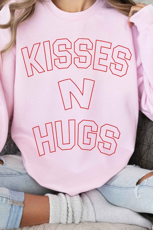 Kisses And Hugs Valentines Graphic Sweatshirt