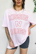 Kisses And Hugs Valentines Oversized Graphic Tee - Minihomy