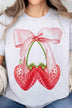 Coquette Strawberry Ribbon Oversized Graphic Tee - Minihomy