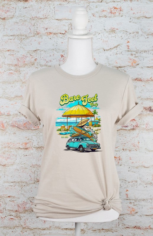 Bare Feet Only Beach Scene Graphic Tee - Minihomy