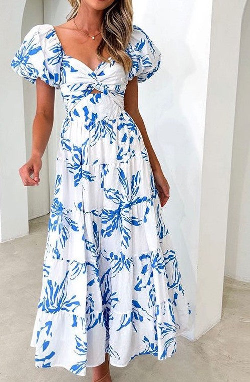 Elegant Puff Sleeve Maxi Dress - Flowy, Stylish, Perfect for Any Occasion