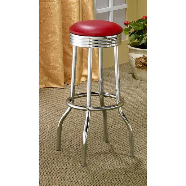 Red Chrome Bar Stools - Set of 2