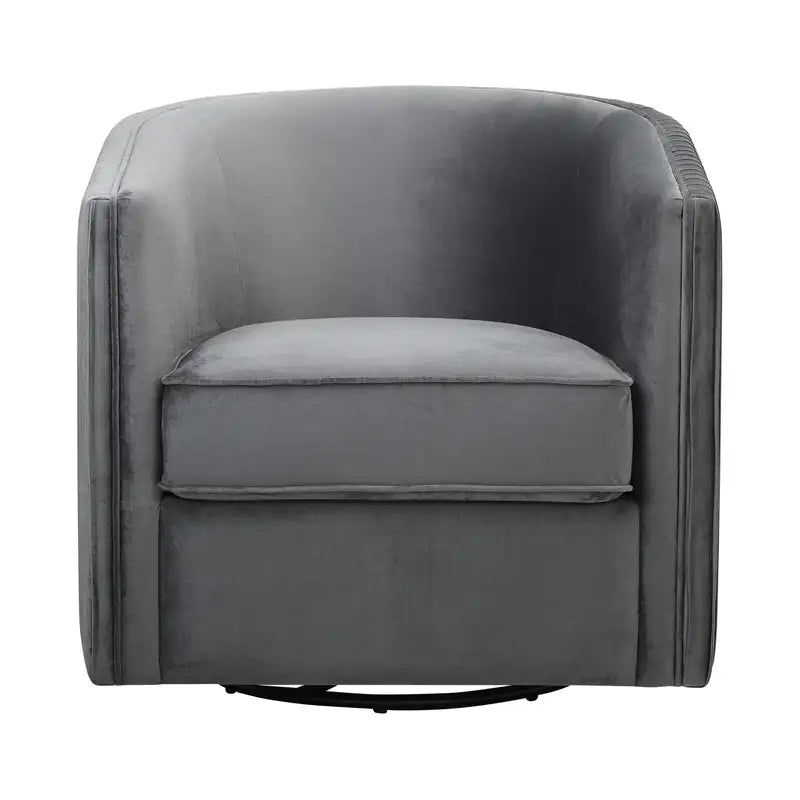 Gray Velvet Swivel Accent Chair - Classic Living Room Furniture