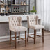 Beige Upholstered Wingback Bar Stools Set of 2 with Nailhead Trim & Tufted Back - 27" Seat Height - Minihomy