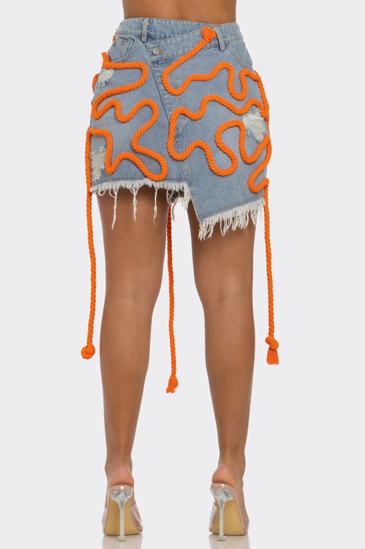 Tangerine Trace Women's Denim Skirt - Stylish & Versatile Fashion