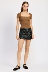 Moto Mini Skirt with Zipper - Stylish Women's Fashion in Black