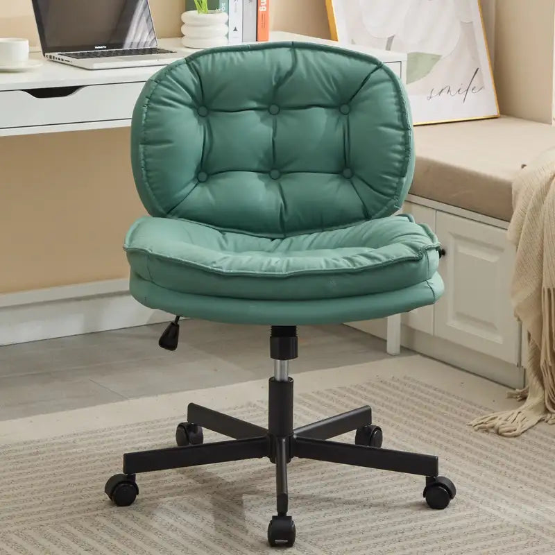 Adjustable Swivel Office Chair with Wheels - PU Leather, Comfortable Home Desk Chair