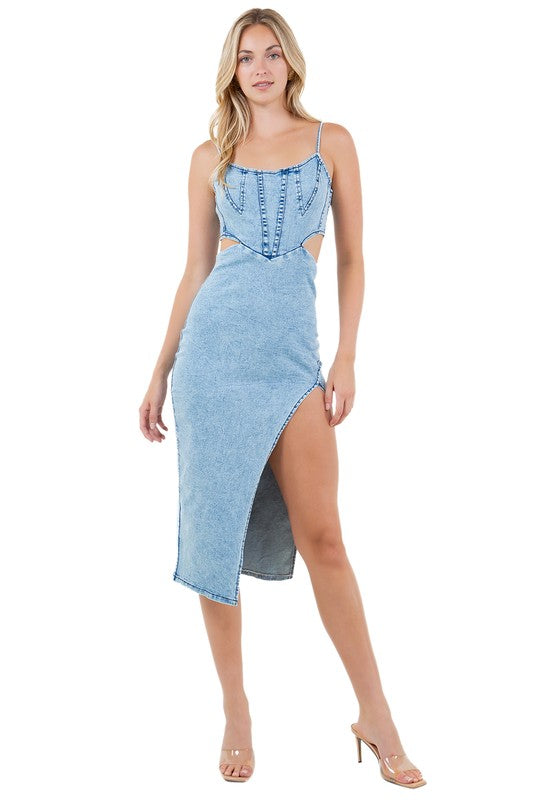 Women’s Fashion Denim Maxi Dress - Casual Long Dress for Summer