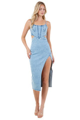 Women’s Fashion Denim Maxi Dress - Casual Long Dress for Summer