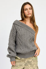 Oversized One Shoulder Sweater for Women - Cozy and Stylish Knit Pullover