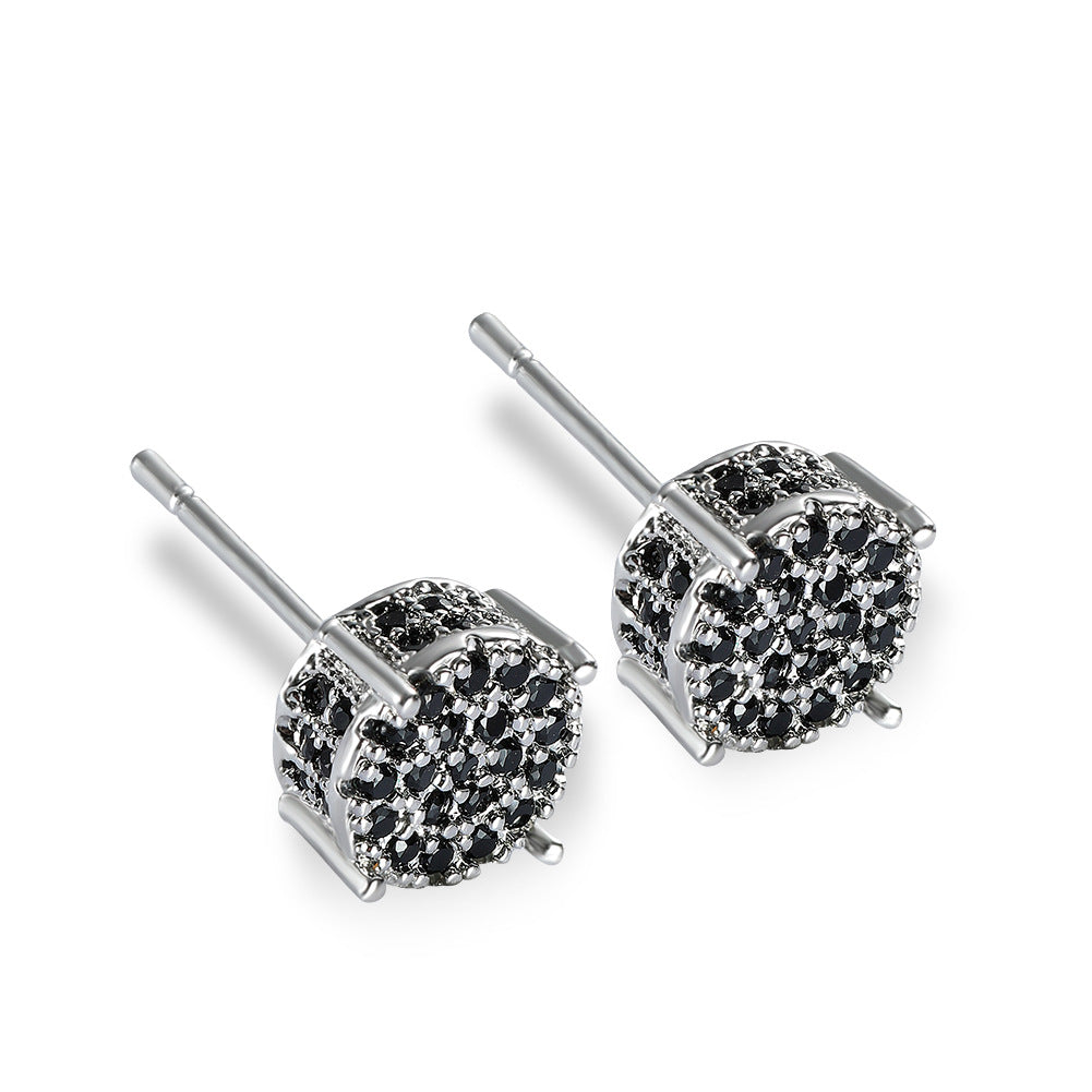 Four-claw Round Zircon Micro-inlaid Full Diamond Starry Earrings