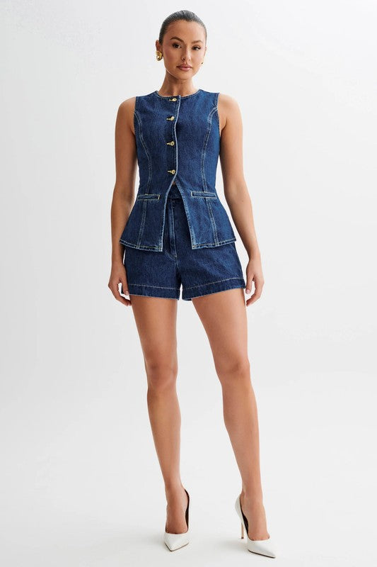 Women's Denim Two Piece Set: Casual & Stylish Outfit