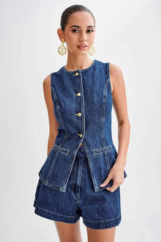 Women's Denim Two Piece Set: Casual & Stylish Outfit