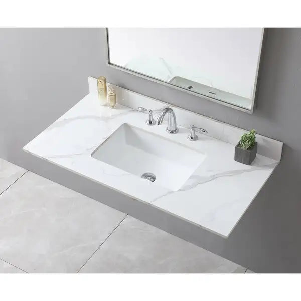 Carrara Gold Bathroom Vanity Top - 43x22 Inch, Sintered Stone, 3 Faucet Holes