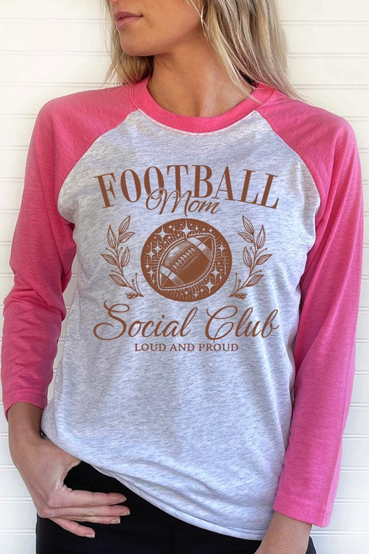 Game Day Football Mom Social Club Raglan Shirt - Casual Sports Tee for Women