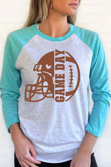 Game Day Football Helmet Graphic Raglan Shirt - Unisex Sports Tee