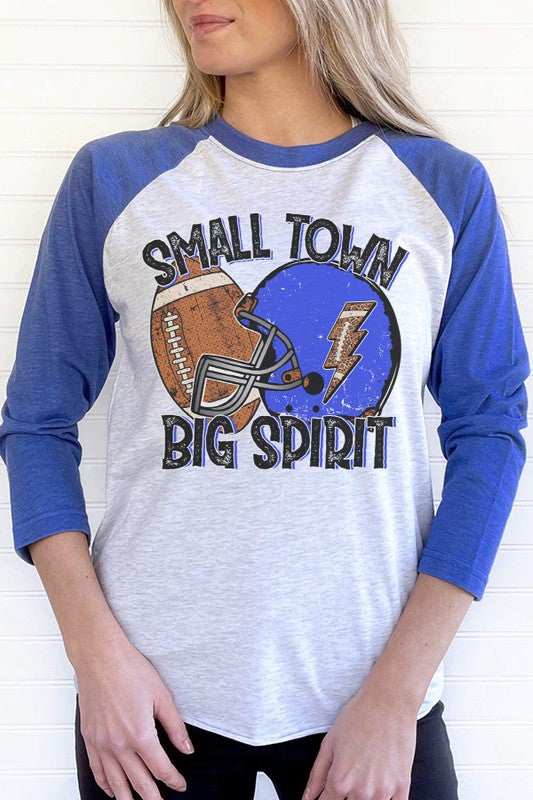 Game Day Blue Football Helmet Big Spirit Raglan Shirt