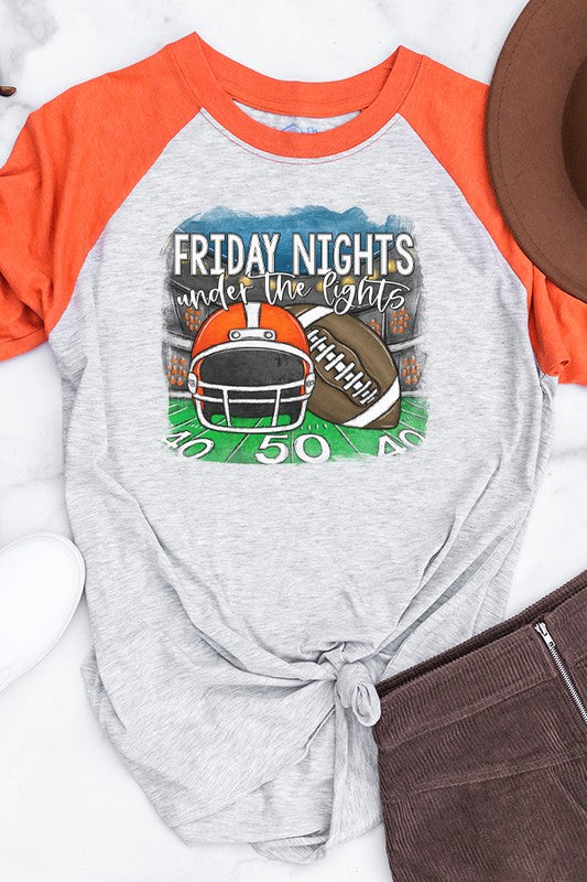 Game Day Orange Helmet Friday Nights Raglan T-Shirt - Unisex Sports Apparel