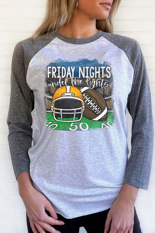 Game Day Yellow Helmet Friday Nights Raglan Shirt for Sports Fans