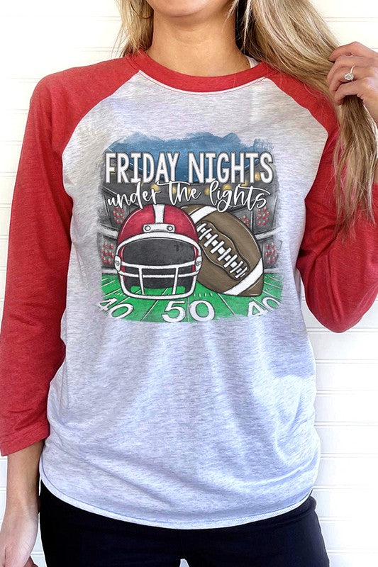 Game Day Red Helmet Friday Nights Raglan Shirt - Unisex Casual Sports Tee