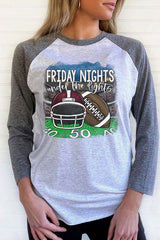 Game Day Maroon Helmet Friday Nights Raglan Tee - Sports Fan Apparel