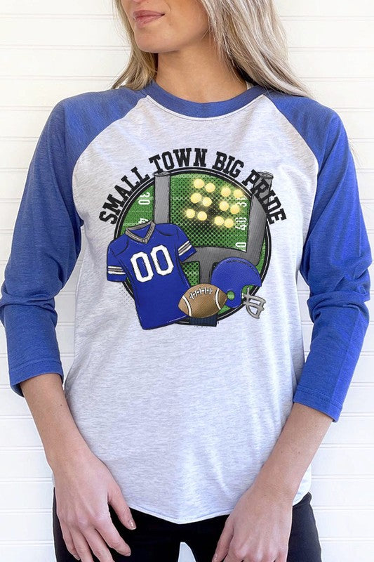 Game Day Blue Jersey Small Town Raglan Shirt - Casual Sportswear