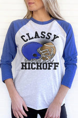 Game Day Football Blue Classy Until Kickoff Raglan Shirt - Unisex Sports Tee