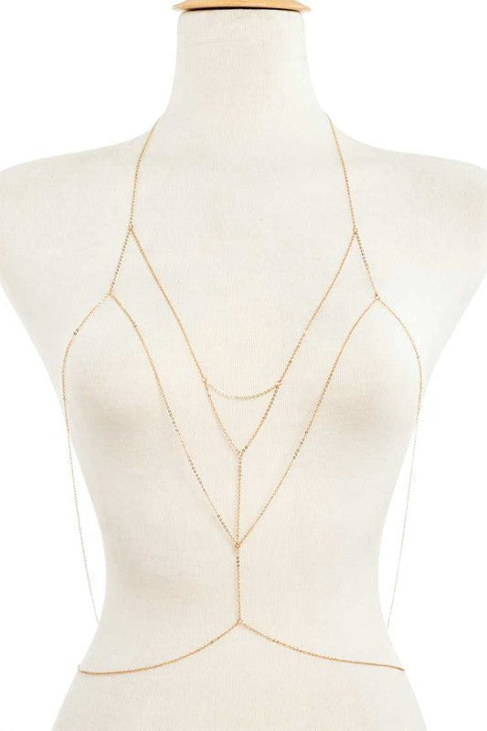 Dainty Layered Gold Body Chain - Beach Jewelry, Festival Accessory