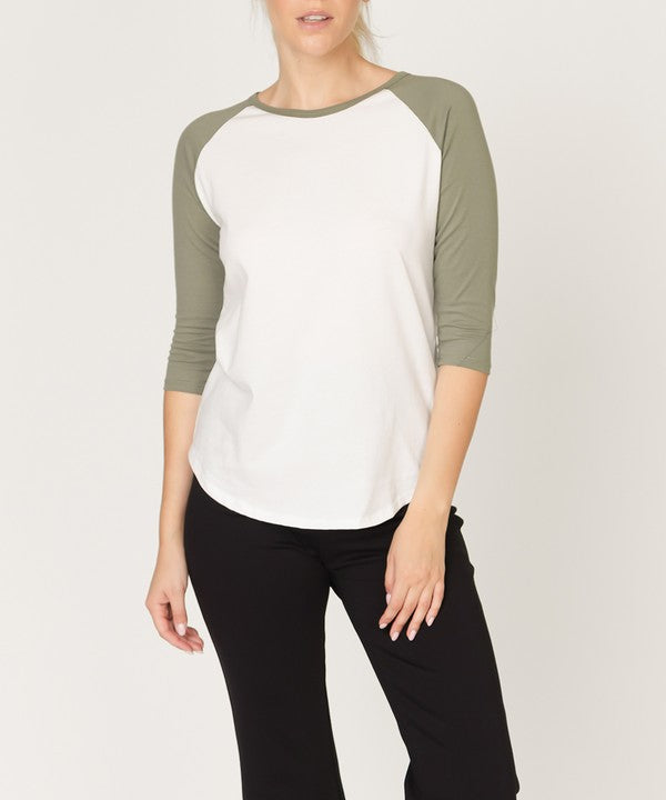 Women's Cotton Jersey Raglan Top - Comfortable & Stylish