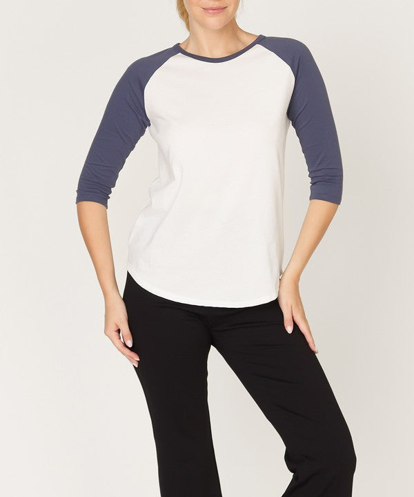 Women's Cotton Jersey Raglan Top - Comfortable & Stylish