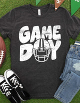 Game Day Helmet Tee - Ring-Spun Cotton, Pre-Shrunk, Professionally Screen Printed, Dark Grey Heather