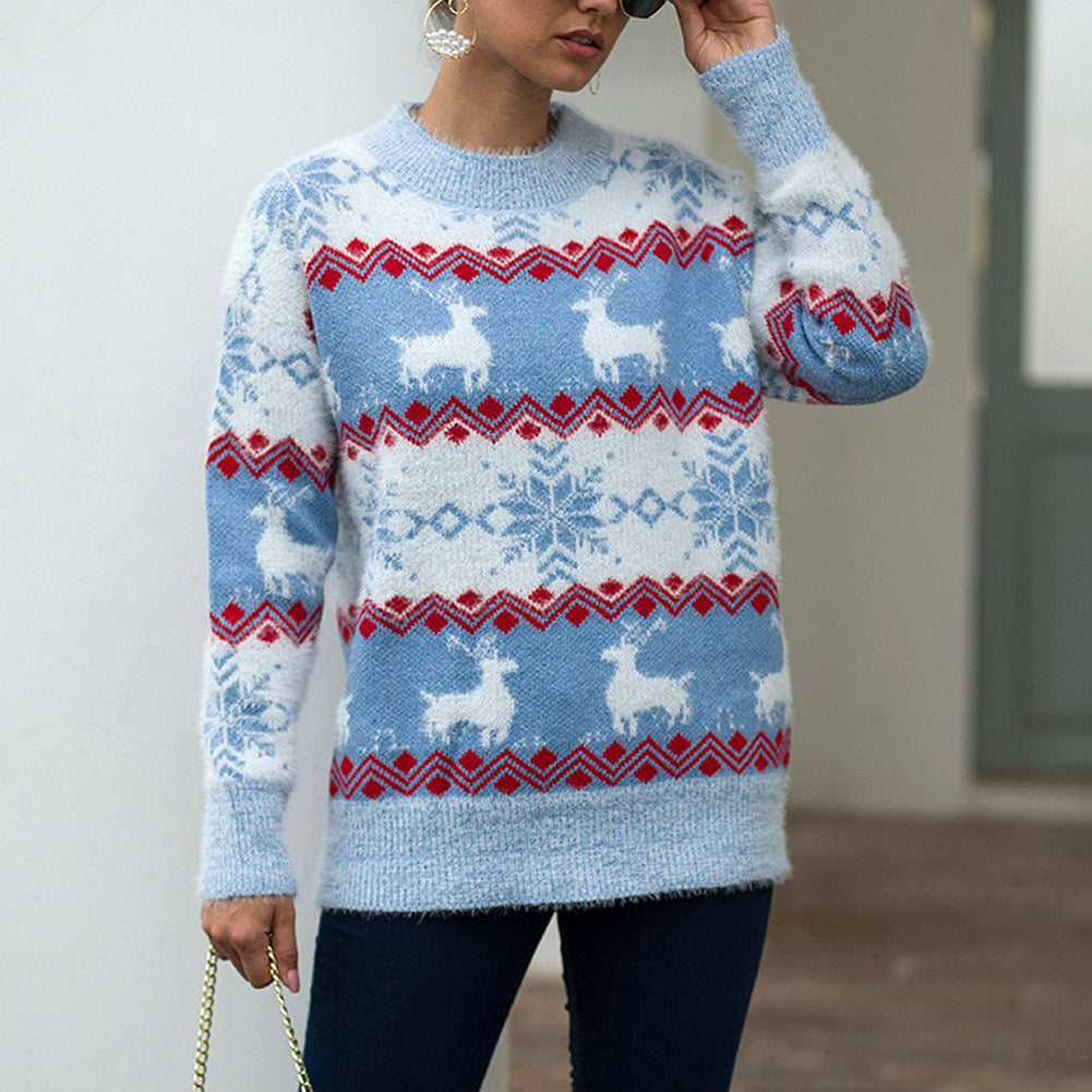 Snowflake deer pullover woman