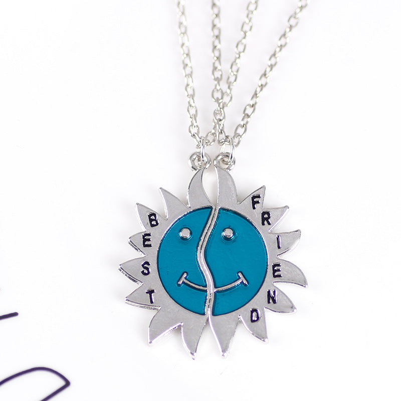 Good Friend Girlfriends Series Two-person Pendant Cute Sun Flower Necklace