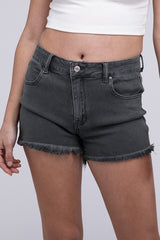 Acid Wash Denim Cutoff Shorts - Distressed Frayed Hem