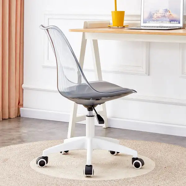 Modern Home Office Desk & Chair Set - Adjustable Rotating Chair, Smoke Gray - Minihomy