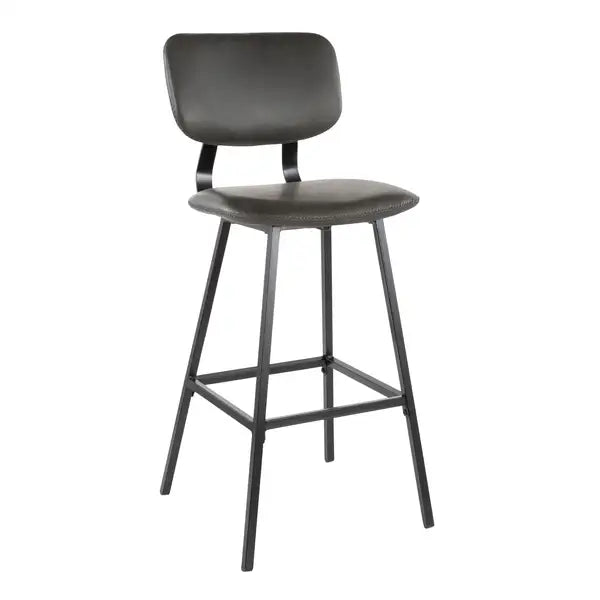 LumiSource Foundry Barstools - Black Metal & Grey Faux Leather (Set of 2)