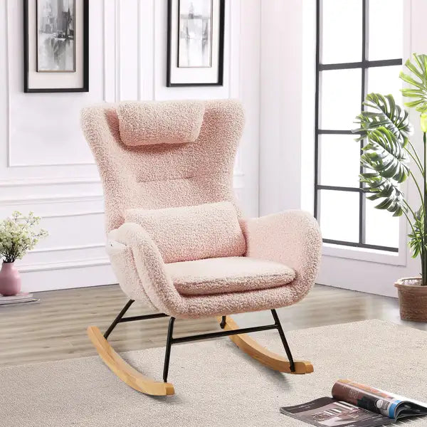 Modern Rocking Chair for Nursery - High Backrest Comfort