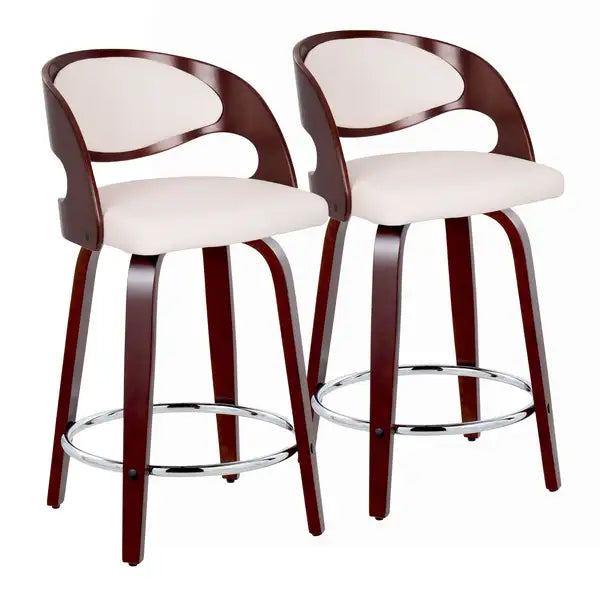 LumiSource Pino Cherry Wood Counter Stools - Set of 2