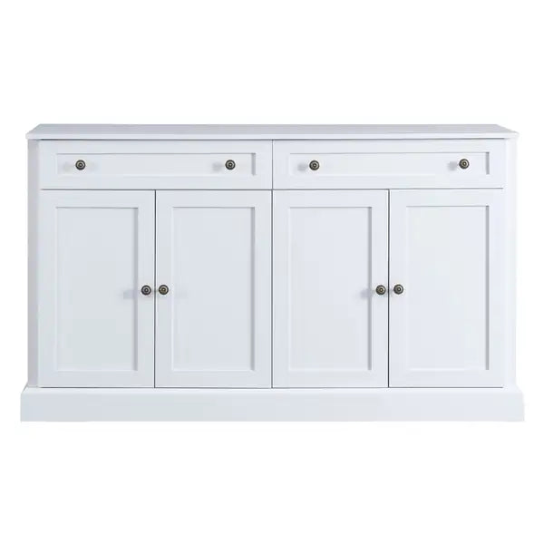 Kitchen Sideboard Buffet Cabinet with 2 Drawers & 4 Doors - White Storage for Dining Room, Living Room - Minihomy