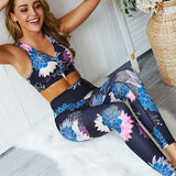 Printed bra yoga pants set